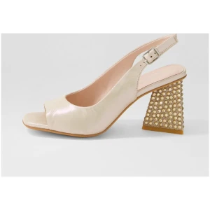 Django & Juliette Lantos Dj Nude Shimmer Leather Jewels Nude Shimmer Sandals Womens Shoes Dress Heeled Sandals