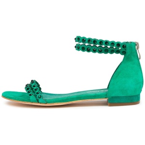 Django & Juliette Ledlas Dj Emerald Emerald Suede Jewels Emerald Emerald Sandals Womens Shoes Dress Sandals Flat Sandals
