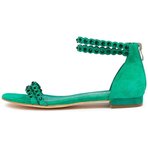 Django & Juliette Ledlas Dj Emerald Emerald Suede Jewels Emerald Emerald Sandals Womens Shoes Dress Sandals Flat Sandals