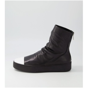 Django & Juliette Lonzo Dj White Black Leather Leather White Black Boots Womens Shoes Casual Ankle Boots