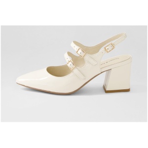 Django & Juliette Maisha Dj Ivory Patent Leather Ivory Shoes Womens Shoes Heeled Shoes