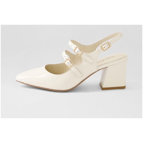Django & Juliette Maisha Dj Ivory Patent Leather Ivory Shoes Womens Shoes Heeled Shoes