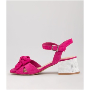 Django & Juliette Nadeer Dj Fuchsia Silver Heel Suede Fuchsia Silver Heel Sandals Womens Shoes Dress Sandals Flat Sandals