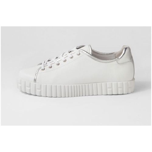 Django & Juliette Oater Dj White Silver Leather White Silver Sneakers Womens Shoes Casual Casual Sneakers