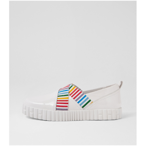 Django & Juliette Otta Dj White Stripe Multi Patent Elastic White Stripe Multi Sneakers Womens Shoes Casual Casual Sneakers