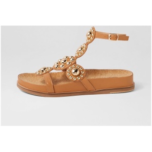 Django & Juliette Quassi Dj Dk Tan Gold Leather Dk Tan Gold Sandals Womens Shoes Casual Sandals Flat Sandals