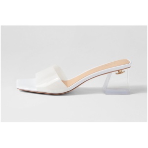 Django & Juliette Rallas Dj White Vinylite White Sandals Womens Shoes Dress Heeled Sandals