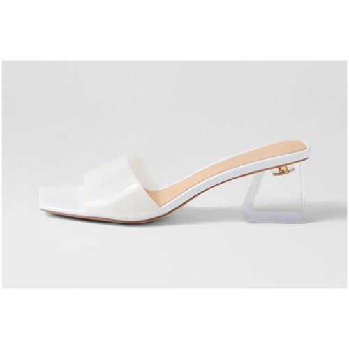 Django & Juliette Rallas Dj White Vinylite White Sandals Womens Shoes Dress Heeled Sandals