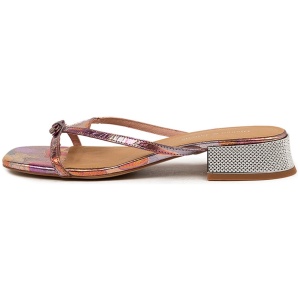Django & Juliette Ravi Dj Pink Multi Silver Heel Leather Pink Multi Silver Heel Sandals Womens Shoes Casual Heeled Sandals