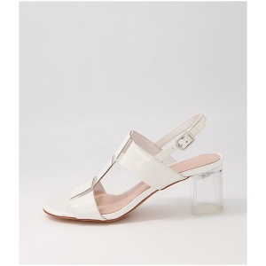Django & Juliette Sheree Dj White Clear Patent Vinylite White Clear Sandals Womens Shoes Dress Heeled Sandals