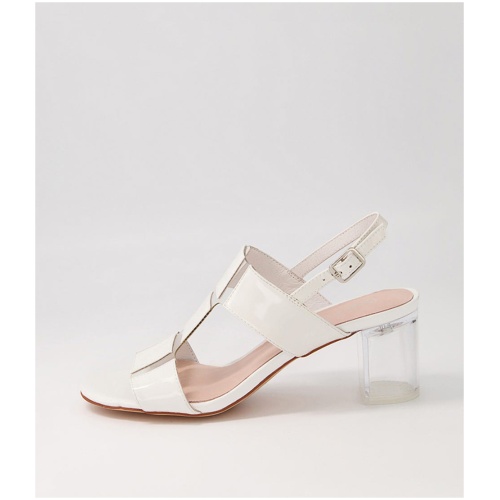 Django & Juliette Sheree Dj White Clear Patent Vinylite White Clear Sandals Womens Shoes Dress Heeled Sandals