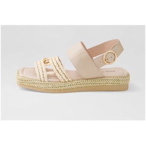 Django & Juliette Shima Dj Nougat Nougat Syn Raffia Leather Nougat Nougat Sandals Womens Shoes Casual Sandals Flat Sandals