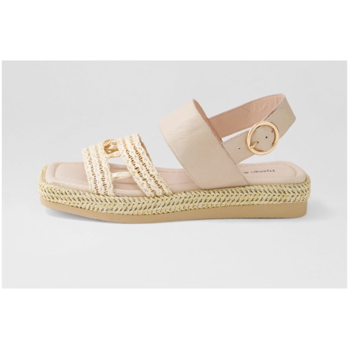 Django & Juliette Shima Dj Nougat Nougat Syn Raffia Leather Nougat Nougat Sandals Womens Shoes Casual Sandals Flat Sandals
