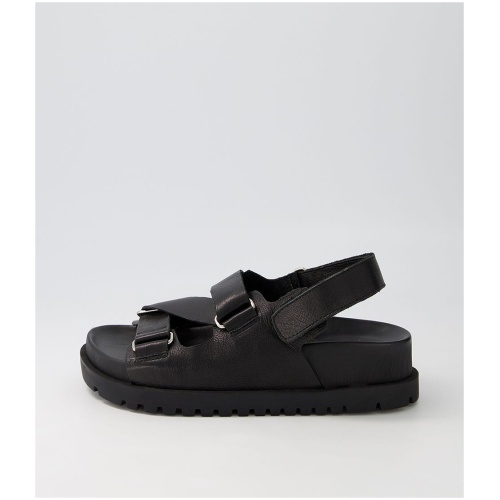 Django & Juliette Urad Dj Black Black Sole Leather Black Black Sole Sandals Womens Shoes Casual Sandals Flat Sandals