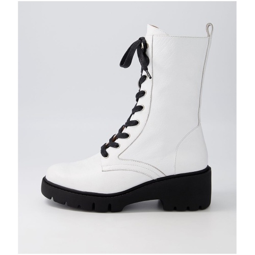 Django & Juliette Ustern Dj White Black Sole Leather White Black Sole Boots Womens Shoes Casual Calf Boots
