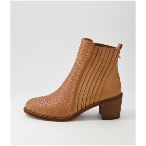 Django & Juliette Welstone Dj Camel Weave Leather Camel Weave Boots Womens Shoes Casual Ankle Boots