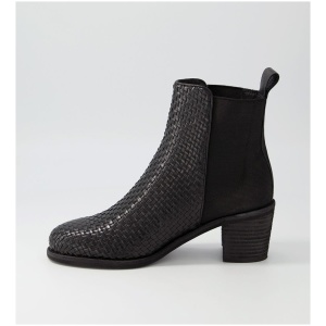 Django & Juliette Werson Dj Black Weave Leather Black Weave Boots Womens Shoes Casual Ankle Boots