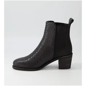 Django & Juliette Werson Dj Black Weave Leather Black Weave Boots Womens Shoes Casual Ankle Boots
