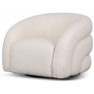 Donovan Swivel Armchair - Ivory White Boucle by Interior Secrets - AfterPay Available