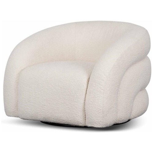 Donovan Swivel Armchair - Ivory White Boucle by Interior Secrets - AfterPay Available