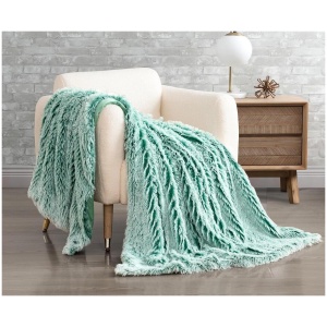 Double Sided Faux Fur Shaggy Throw Blanket - Emerald