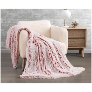 Double Sided Faux Fur Shaggy Throw Blanket - Rose