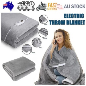 Double-side Flannel Heated Electric Throw Rug Blanket Fast Heating Warm Washable GREY