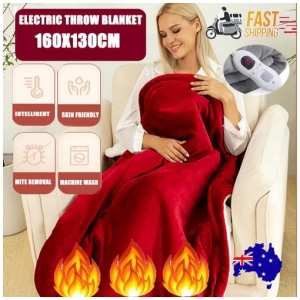 Double-side Flannel Heated Electric Throw Rug Blanket Fast Heating Warm Washable RED