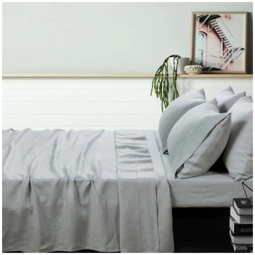 Dove Grey Linen Sheet Sets by Vintage Design Homeware Single