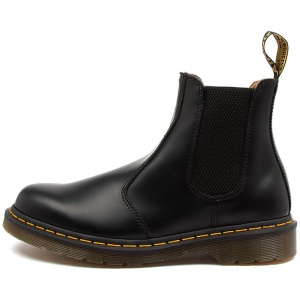 Dr Marten 2976 Chelsea Bt Ylw Stitch Dm Black Smooth Leather Black Boots Womens Shoes Casual Ankle Boots