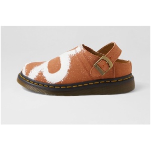 Dr Marten Isham Buckle Mule Dm Brown Floral Canvas Brown Floral Shoes Womens Shoes Casual Flat Shoes