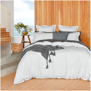 Draper Pinstripe Quilt Cover - Double - Grey