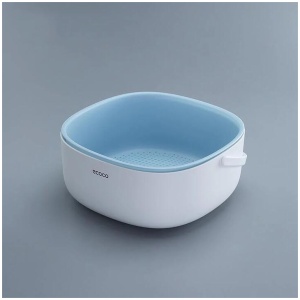 Ecoco Double Drain Basket Bowl Washing Kitchen Strainer Noodles Vegetables Fruit Sink Supplies Blue