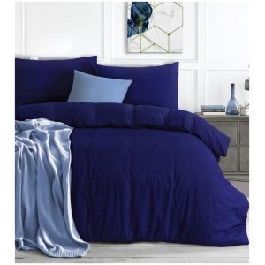 Elan Linen 100% Egyptian Cotton Vintage Washed 500TC Navy Blue Super King Quilt Cover Set