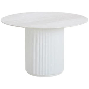 Elino 1.2m Round Travertine Dining Table - White by Interior Secrets - AfterPay Available