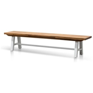 Ellis Outdoor Wooden Bench - Natural Top and White Legs by Interior Secrets - AfterPay Available