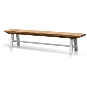 Ellis Outdoor Wooden Bench - Natural Top and White Legs by Interior Secrets - AfterPay Available