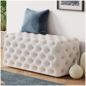Elsa Tufted Ottoman Beach Boucle White-Rectangular