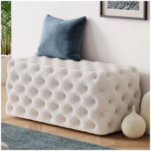 Elsa Tufted Ottoman Beach Boucle White-Rectangular
