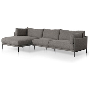 Emilis 4 Seater Left Chaise Fabric Sofa - Graphite Grey - Last One by Interior Secrets - AfterPay Available