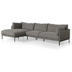 Emilis 4 Seater Left Chaise Fabric Sofa - Graphite Grey - Last One by Interior Secrets - AfterPay Available
