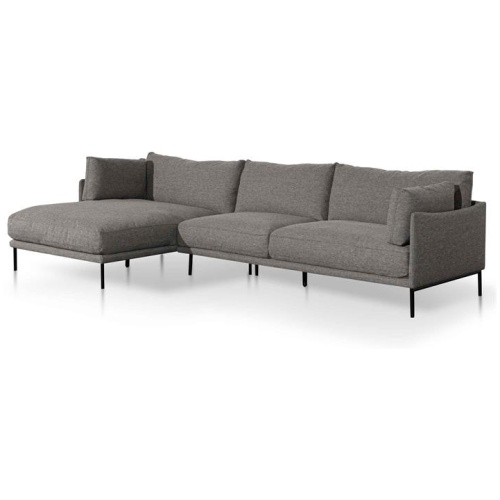 Emilis 4 Seater Left Chaise Fabric Sofa - Graphite Grey - Last One by Interior Secrets - AfterPay Available