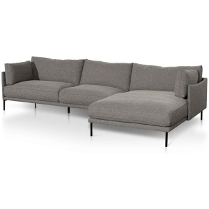 Emilis 4 Seater Right Chaise Fabric Sofa - Graphite Grey by Interior Secrets - AfterPay Available