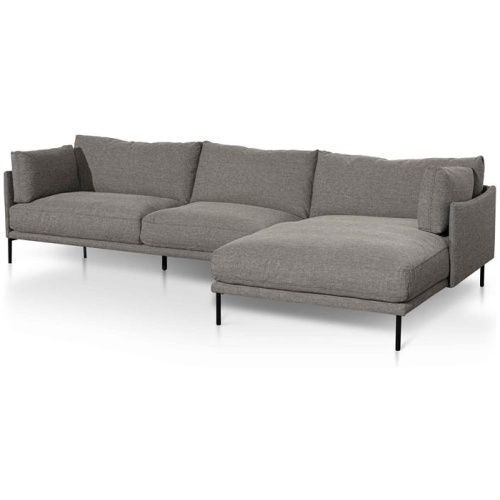 Emilis 4 Seater Right Chaise Fabric Sofa - Graphite Grey by Interior Secrets - AfterPay Available