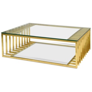 Emma 1.3m Glass Coffee Table - Gold Base by Interior Secrets - AfterPay Available