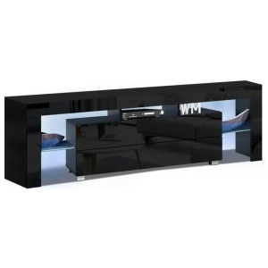 Entertainment Unit TV Cabinet LED 160cm Black Elo