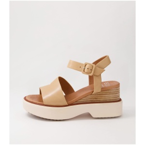 Eos Brooke Eo Tan Leather Tan Sandals Womens Shoes Casual Heeled Sandals