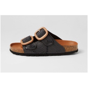 Eos Giana Eo Black Fabric Black Sandals Womens Shoes Casual Sandals Flat Sandals