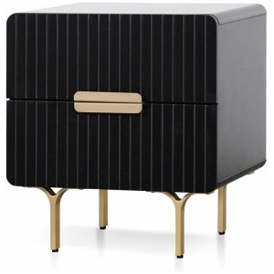 Erwin Matte Black Bedside Table - Brass Legs and Handle by Interior Secrets - AfterPay Available