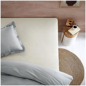 Essentially Home Living Polyester Cotton Fitted Sheet 36cm Wall Ivory Single